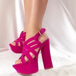 Jessica Simpson Bold Suede Pink Platform Heels